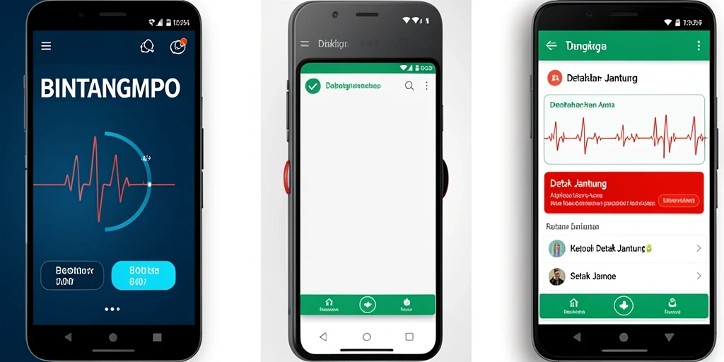 Tampilan antarmuka BINTANGMPO menampilkan data detak jantung secara real-time.