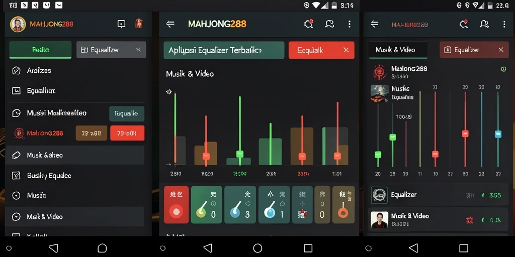 Tampilan antarmuka aplikasi MAHJONG288 dengan fitur Equalizer yang menarik.