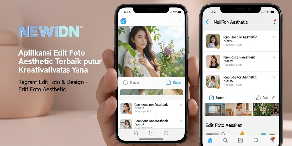 Antarmuka pengguna NEWIDN untuk edit foto aesthetic.